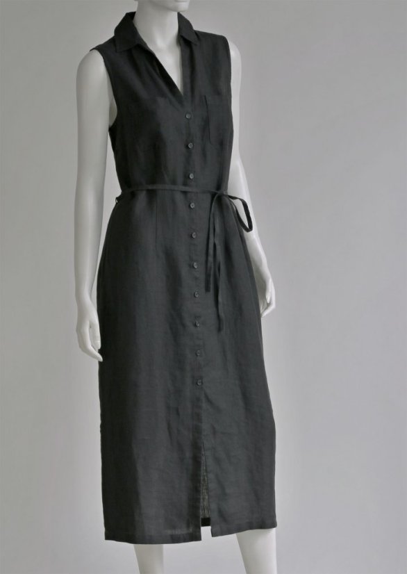 Vollreihiges Hemdblusenkleid für Damen aus Leinen