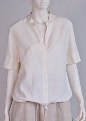 Women's linen blouse with drawstring