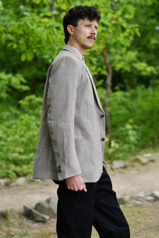 Men's linen jacket - natural linen