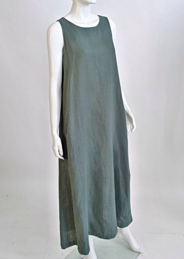 Langes ärmelloses Leinenkleid für Damen
