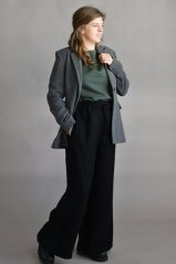 Dámské vlněné kalhoty, maxi délka - černé