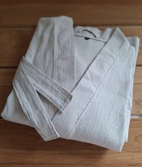 Bademantel aus Baumwolle hell beige - waffle