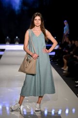 Langes ärmelloses Leinenkleid für Damen