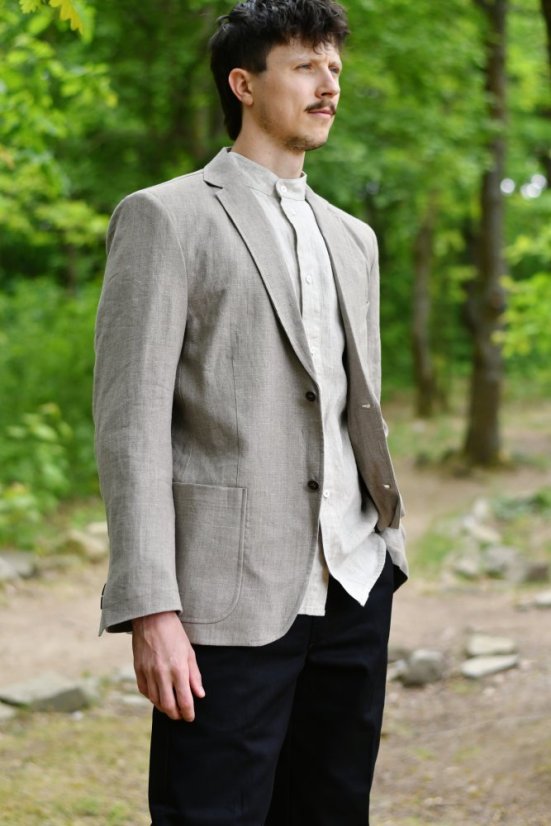 Men's linen jacket - natural linen