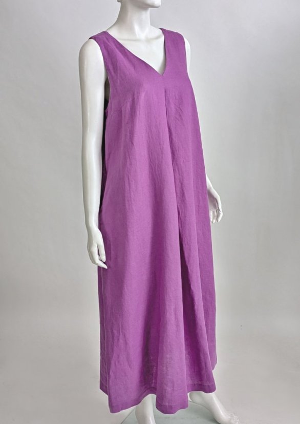 Langes ärmelloses Leinenkleid für Damen