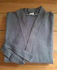 Bademantel aus Baumwolle grau - waffle