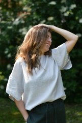 Lněná halenka oversize - světle béžová
