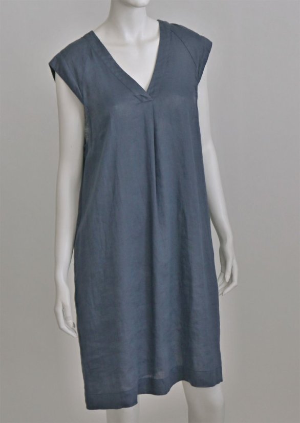 Damenkleid aus Leinen mit Ausschnitt