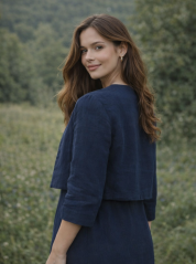 Dámské lněné bolerko - navy modré