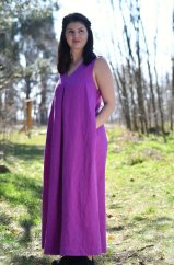 Langes ärmelloses Leinenkleid für Damen