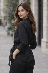 Women's linen shirt with belt