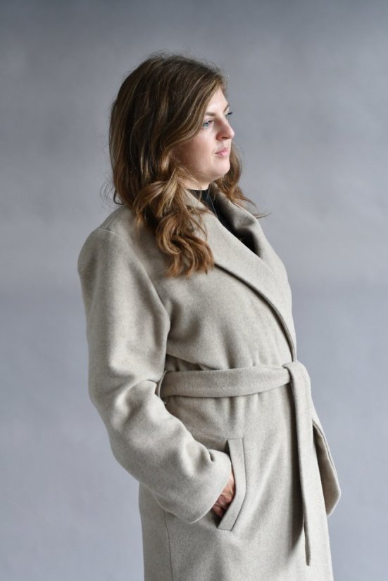 Women's woolen wrap coat with cashmere