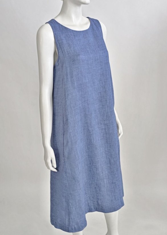 Ärmelloses Damenkleid aus Leinen - Größe: 50