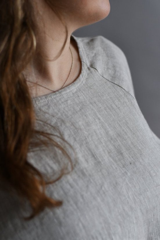 Damenbluse aus Leinen mit Ballonärmeln