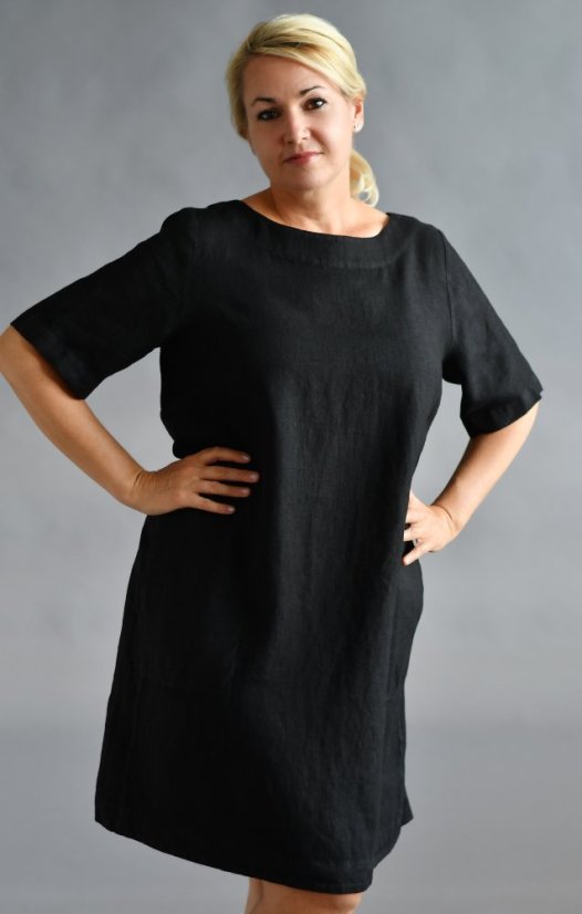 Damenkleid aus Leinen in A-Linie