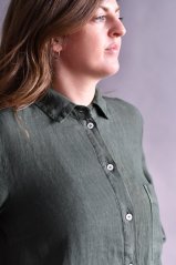 Langes Hemdblusenkleid aus Leinen für Damen