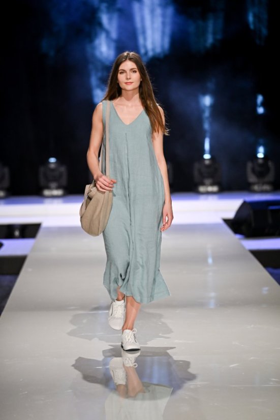 Langes ärmelloses Leinenkleid für Damen