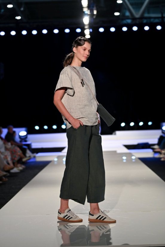 Lněná halenka oversize - přírodní melanž