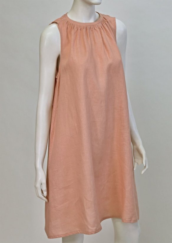 Women's linen dress with pleating