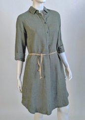 Women's linen shirt dress with tie