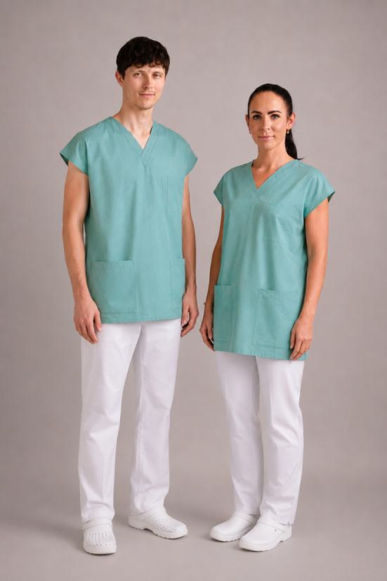 Unisex-OP-Kittel – 96 % Baumwolle, 4 % Elasthan