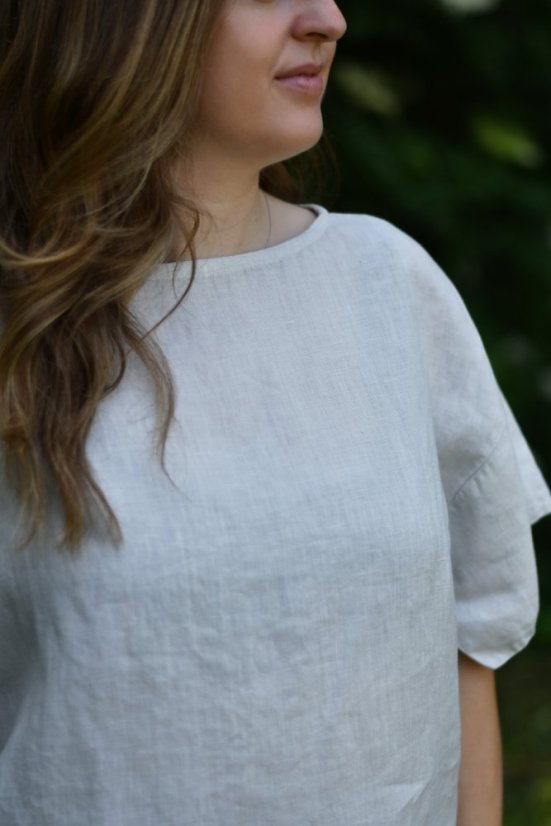 Lněná halenka oversize - světle béžová