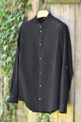 Men's linen shirt with a stand-up collar