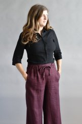 Dámská lněná košile s 3/4 rukávem - černá