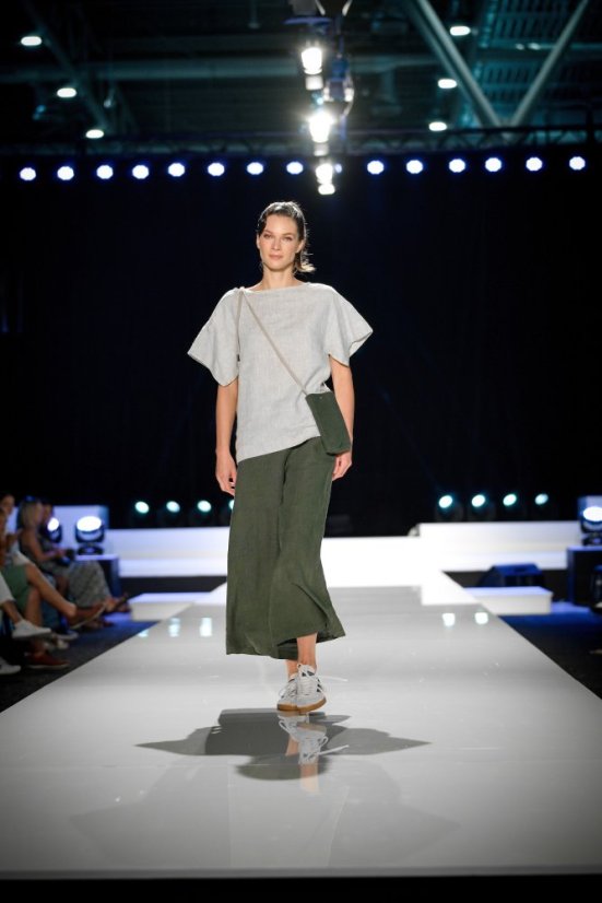 Lněná halenka oversize - přírodní melanž