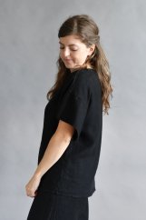 Lněná halenka oversize - černá