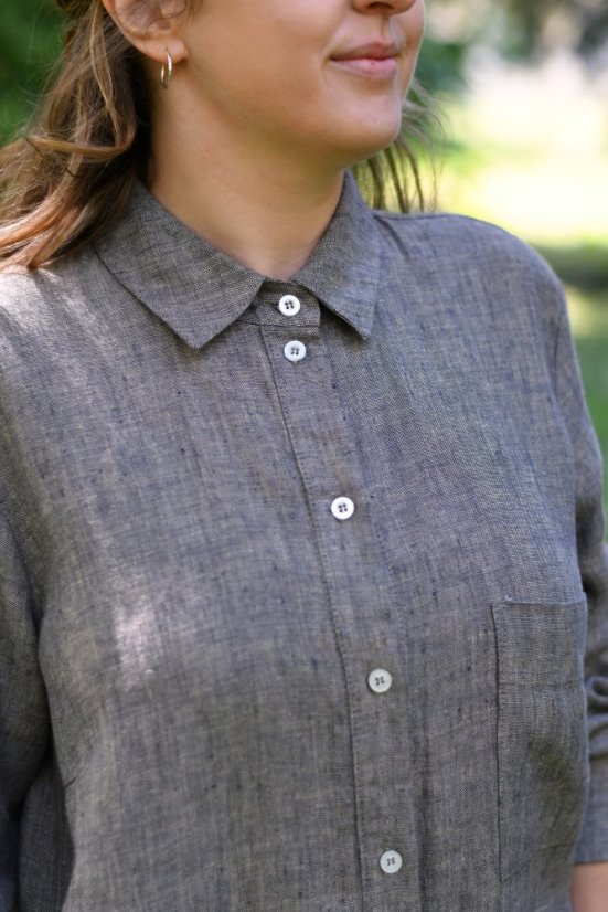 Langes Hemdblusenkleid aus Leinen für Damen