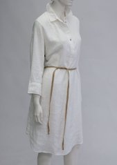 Women's linen shirt dress with tie