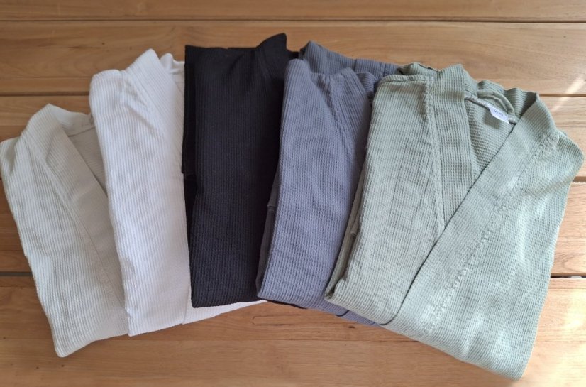 Bavlněný župan unisex - vazba vafle - šedý