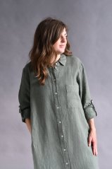 Langes Hemdblusenkleid aus Leinen für Damen