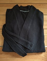 Bademantel aus Baumwolle schwarz - waffle