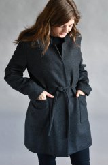 Wollmantel für Damen mit Krawatte