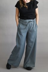 Dámské kalhoty v maxi délce – světle šedé