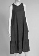 Damenkleid aus Leinen mit Rüschen