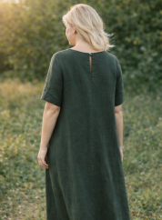 Langes Leinenkleid für Damen mit Ärmeln