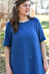Langes Leinenkleid für Damen mit Ärmeln