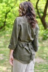 Leinenhemd für Damen mit Gürtel