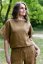 Lněná halenka oversize - skořicově hnědá
