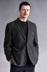 Pánské vlněné sako s příměsí hedvábí – antracitové
