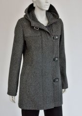 Dámský vlněný kabát s kapucí
