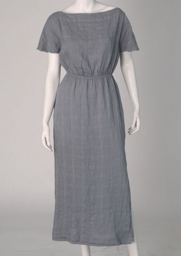 Women's long linen dress with elastic waist