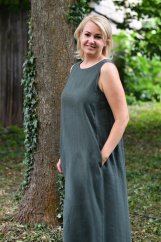 Langes ärmelloses Leinenkleid für Damen