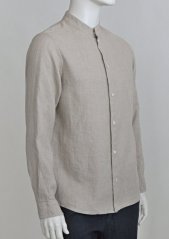 Men's linen shirt with a stand-up collar