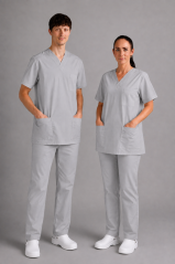 Unisex-Ärztebluse mit V-Ausschnitt – 96 % Baumwolle, 4 % Elastan