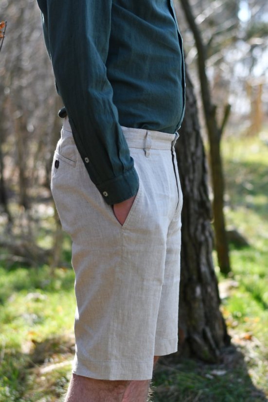 Pánské lněné šortky - přírodní melanž