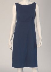 Dámské lněné pouzdrové šaty - navy modré